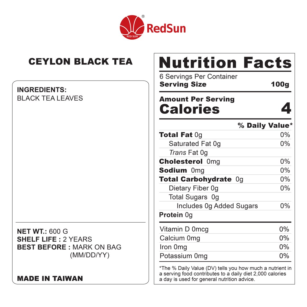 Ceylon Black Tea Leave 600 G (Bag)