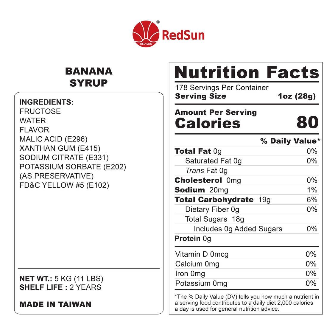 Banana Syrup 5KG (11LBS) (Bottle)
