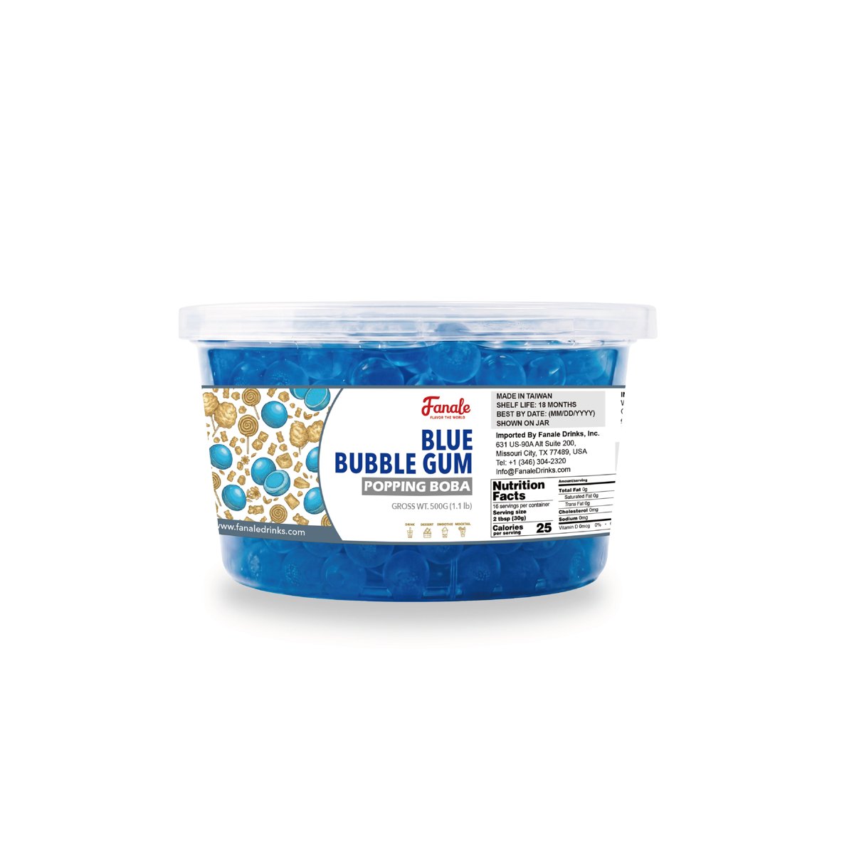 Popping Bursting Boba Juice Ball - Blue Bubble Gum Flavor