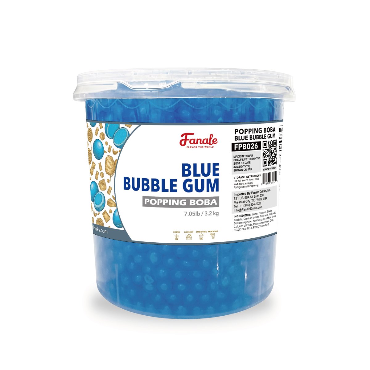 Popping Bursting Boba Juice Ball - Blue Bubble Gum Flavor