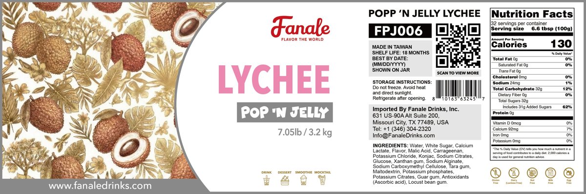 Pop ‘N Jelly Lychee Boba (7.05lb/Bottle, 4 Bottles/cs)