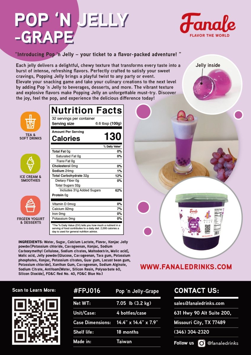 Pop ‘N Jelly Grape Boba (7.05lb/Bottle, 4 Bottles/cs)