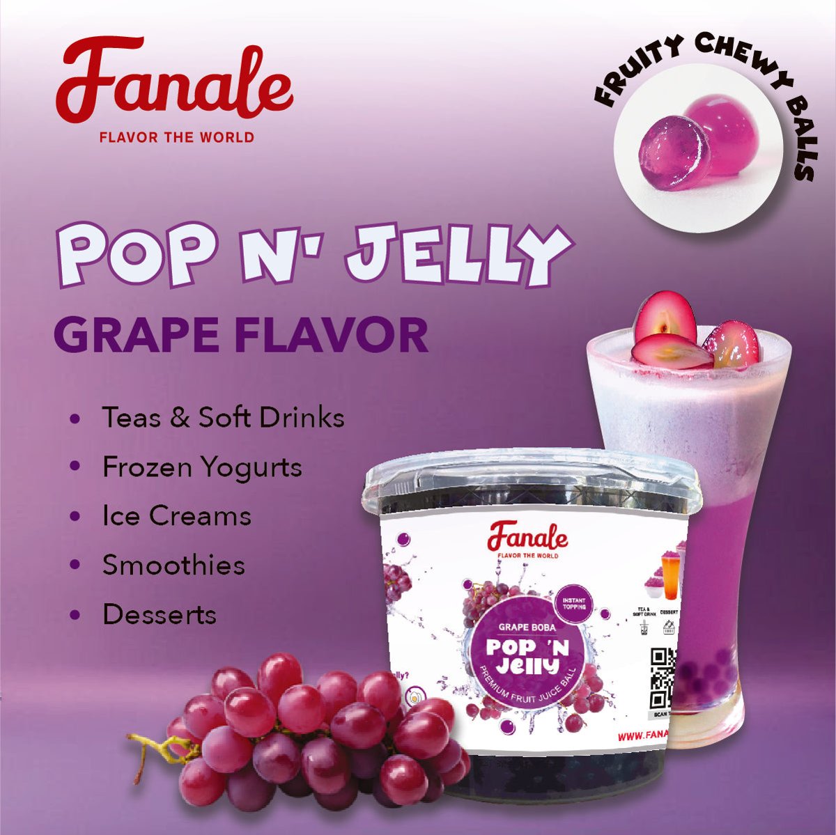 Pop ‘N Jelly Grape Boba (7.05lb/Bottle, 4 Bottles/cs)
