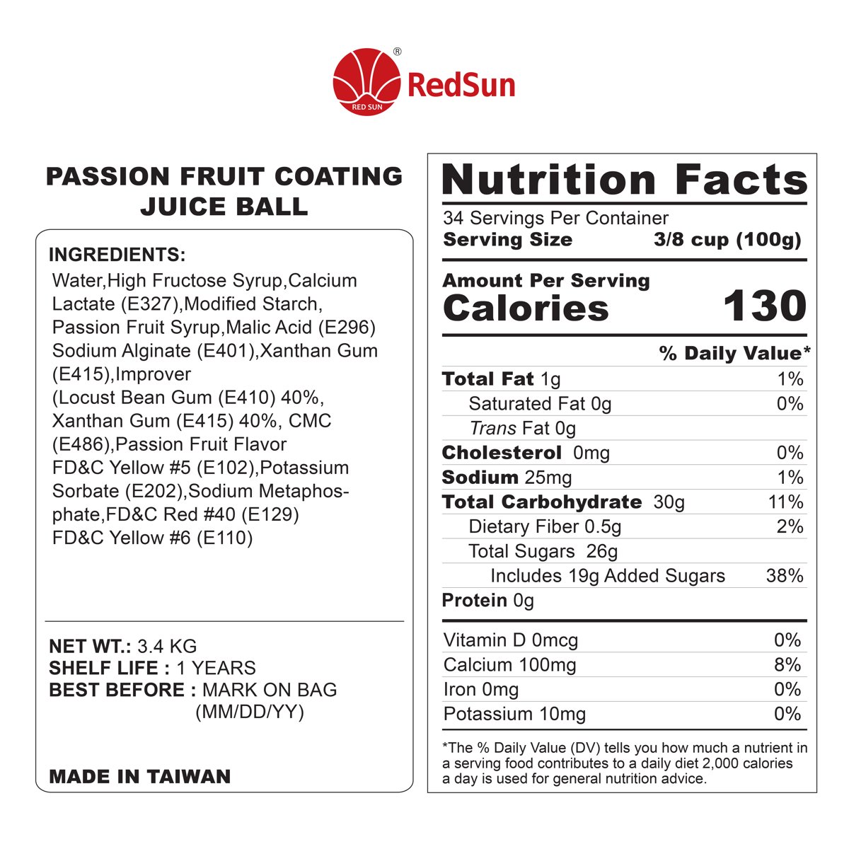 Passion Fruit Popping Boba 3.4 KG (7.50 LBS) (Bottle)