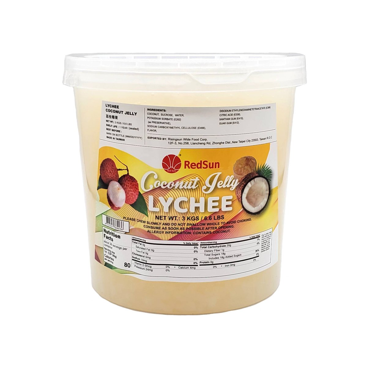 Lychee Coconut Jelly 3 KG (6.6 LBS) (Bottle)